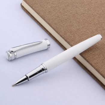μέταλλο 3035 καθαρό λευκό Smooth With Silver Trim Roller ball Pen