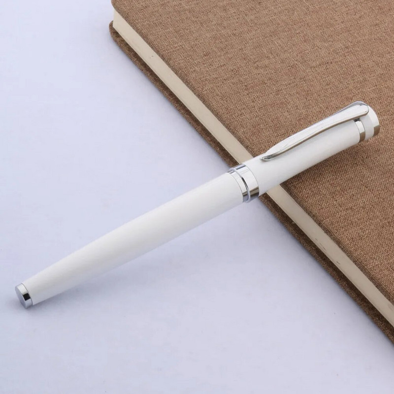 μέταλλο 3035 καθαρό λευκό Smooth With Silver Trim Roller ball Pen