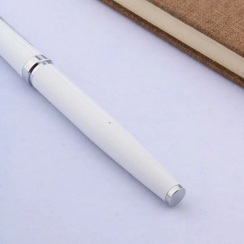 μέταλλο 3035 καθαρό λευκό Smooth With Silver Trim Roller ball Pen