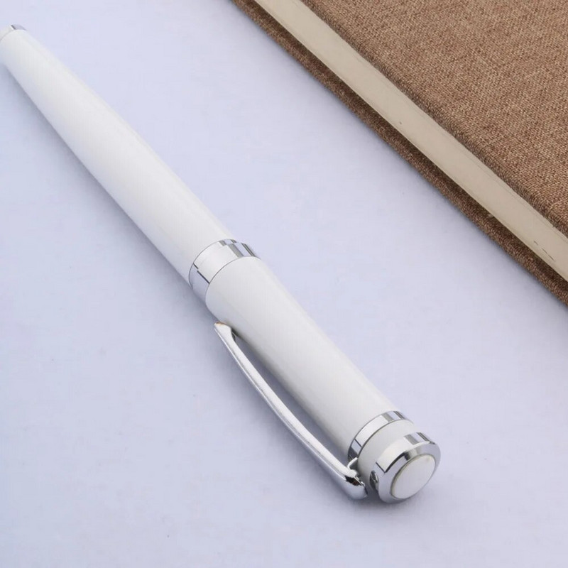 μέταλλο 3035 καθαρό λευκό Smooth With Silver Trim Roller ball Pen