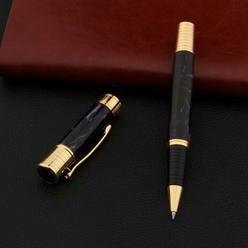 Висококачествена метална химикалка Класически златисто лилав бизнес офис ученически пособия RollerBall Pen Писане