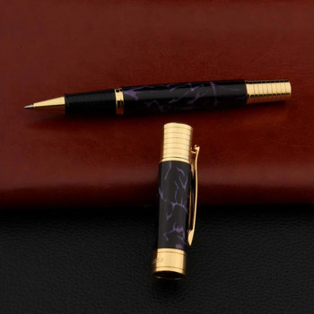 Висококачествена метална химикалка Класически златисто лилав бизнес офис ученически пособия RollerBall Pen Писане