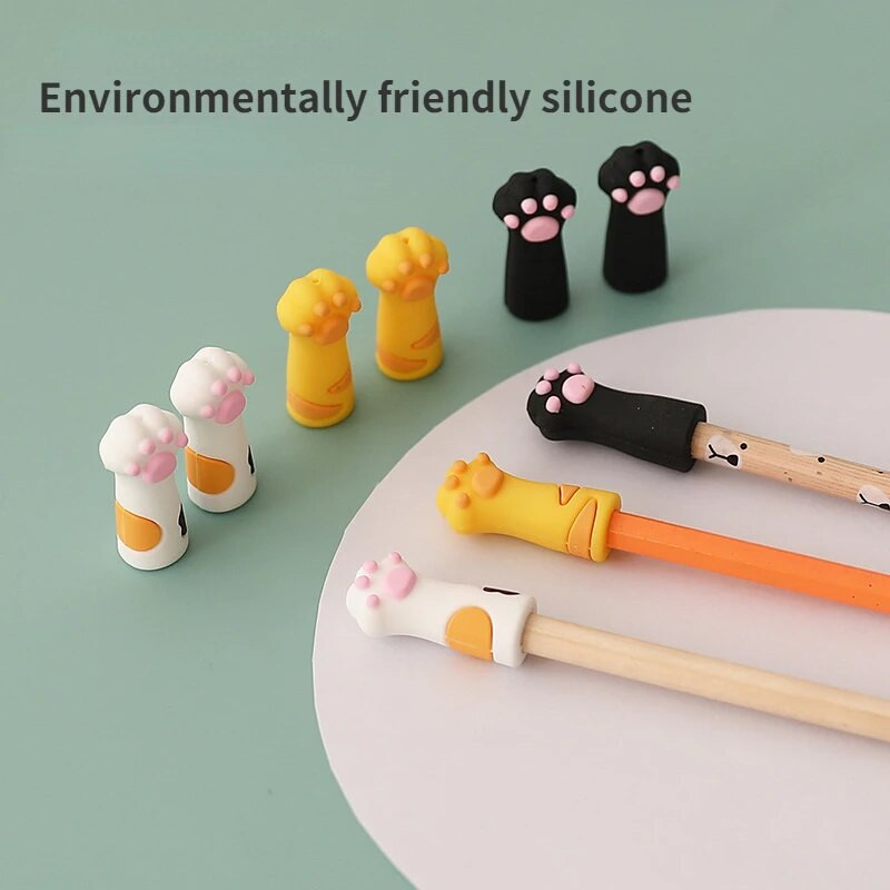 3 tk pliiatsi kate Silikoonist kork Neutraalne pliiatsi kate Ebatavalised koolitarbed Pehmest kummist Armas kooli Korea multifilm Käpa pliiats