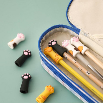 3 τεμ/Σετ Kawaii Cat Pencil Cap Cartoon Silicone Topper Covers for Kids Cute Pencil Extender Σχολικά είδη