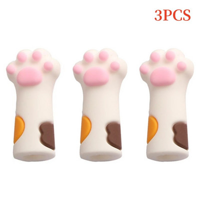 3 τεμ/Σετ Kawaii Cat Pencil Cap Cartoon Silicone Topper Covers for Kids Cute Pencil Extender Σχολικά είδη