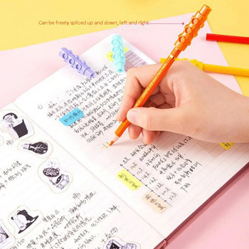 4 τεμάχια πλαστικά μπλοκ Μολυβοθήκη με καπάκι μολυβιού μπορεί να συνδεθεί ως προέκταση στυλό Protect Pencil Head Bag Clean School Staintery