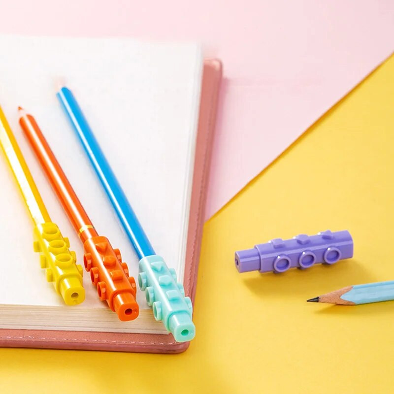 4 τεμάχια πλαστικά μπλοκ Μολυβοθήκη με καπάκι μολυβιού μπορεί να συνδεθεί ως προέκταση στυλό Protect Pencil Head Bag Clean School Staintery