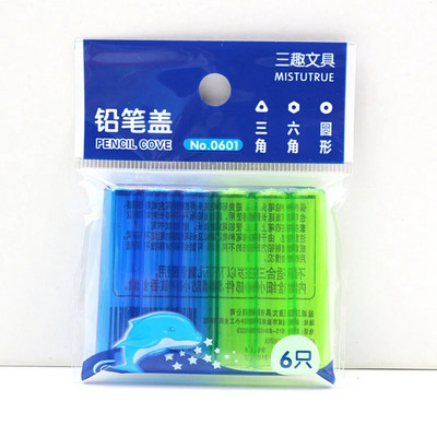 6Gb Krāsains caurspīdīgs zīmuļa aizsargapvalks studentu pildspalva/zīmuļa pagarinātāja vāciņš Plastmasas zīmuļa pagarinātājs skolas kancelejas preces