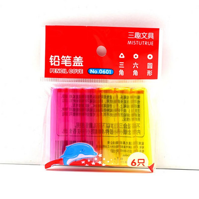 6Gb Krāsains caurspīdīgs zīmuļa aizsargapvalks studentu pildspalva/zīmuļa pagarinātāja vāciņš Plastmasas zīmuļa pagarinātājs skolas kancelejas preces