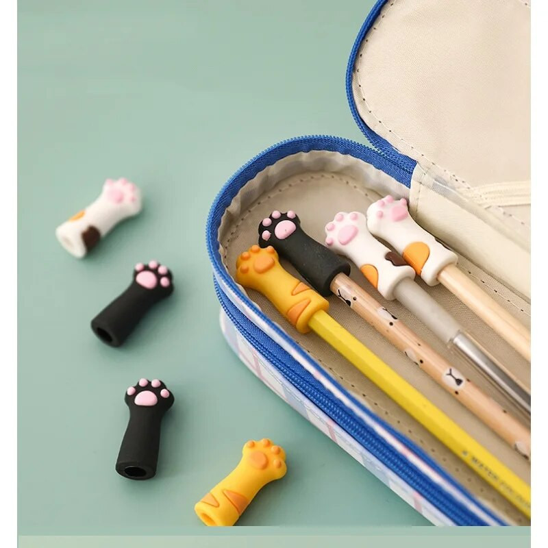 3db aranyos macskamancs ceruza kupak készlet szilikon puha érintő toll borító többféle formájú írószer iskolai tanuló számára