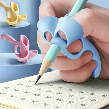 Детски силиконов молив с 5 пръста, държач за химикалки, детски инструмент за обучение по писане, канцеларски захват, училищно устройство за коригиране на стойката