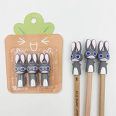 Karikatūras mīksts zīmuļa vāciņš Studentu zaķa zīmuļa vāciņš Zīmuļa aizsargpagarinātājs Bērnu kancelejas piederumi Mīksta gumijas zīmuļa vāciņš