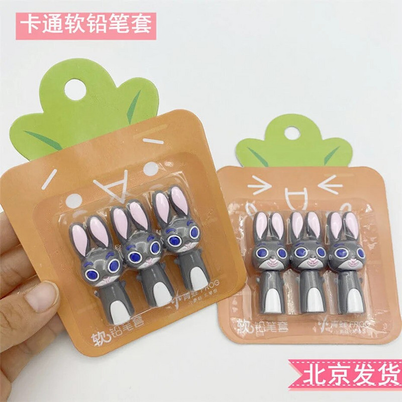 Karikatūras mīksts zīmuļa vāciņš Studentu zaķa zīmuļa vāciņš Zīmuļa aizsargpagarinātājs Bērnu kancelejas piederumi Mīksta gumijas zīmuļa vāciņš