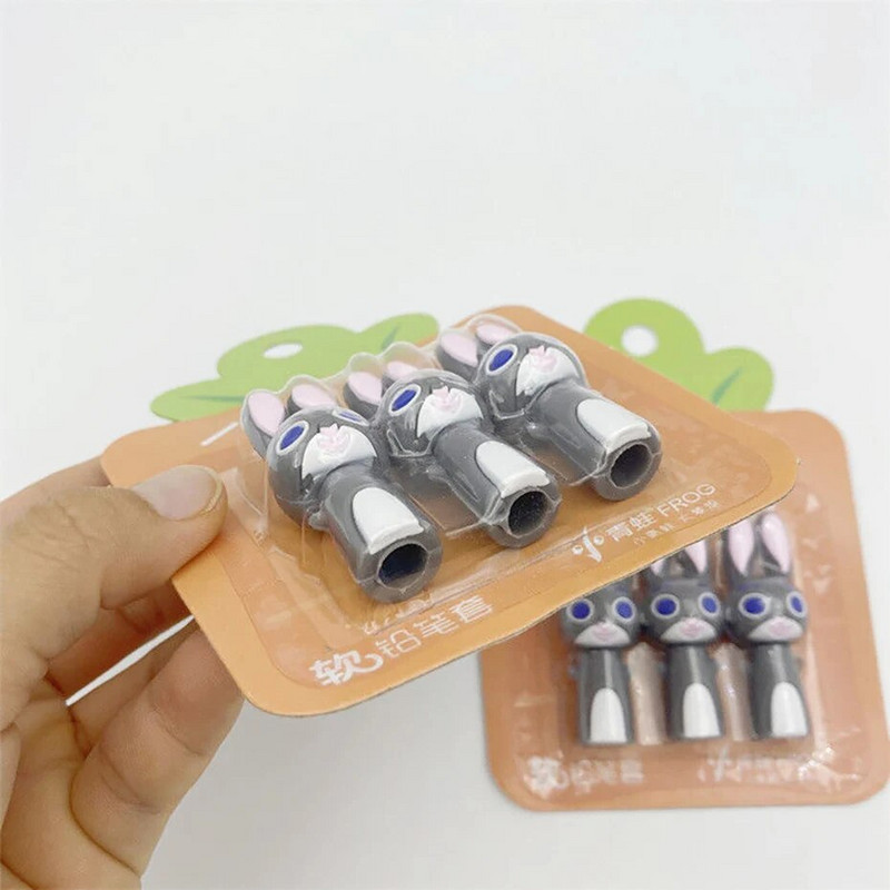 Karikatūras mīksts zīmuļa vāciņš Studentu zaķa zīmuļa vāciņš Zīmuļa aizsargpagarinātājs Bērnu kancelejas piederumi Mīksta gumijas zīmuļa vāciņš