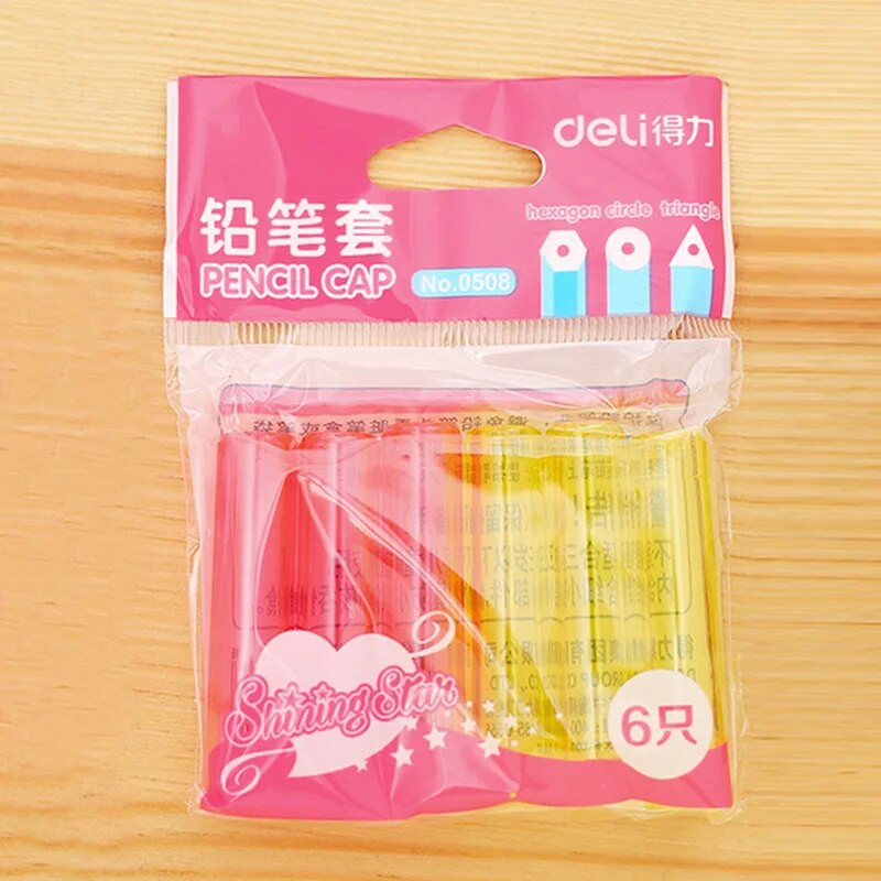 Πολύχρωμα καπάκια στυλό 6 τεμάχια/τσάντα Προστατεύουν το κεφάλι μολυβιού, αποφεύγοντας να βλάπτουν τα μάτια και το πρόσωπο των παιδιών Επέκταση προσώπου Σχολικών μαθητών Σχολική Μελέτη 0508