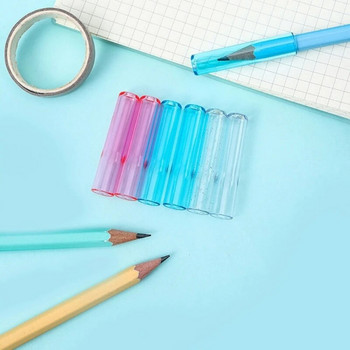 Пакет от 18 пластмасови молива Пластмасови удължители за молив Капак за върха на писалката Прозрачна капачка за молив за дете ученик