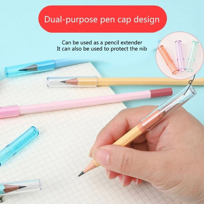 Пакет от 18 пластмасови молива Пластмасови удължители за молив Капак за върха на писалката Прозрачна капачка за молив за дете ученик