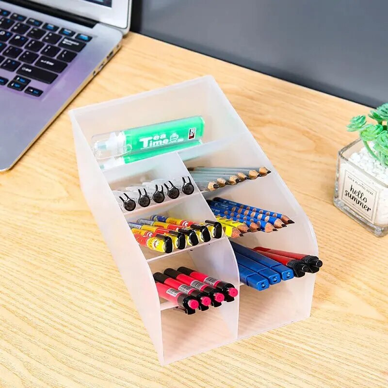 Kontori laud läbipaistev meigipintslihoidja diagonaalne pistikpliiatsihoidja lauaarvuti hoiuruum Box Office Women