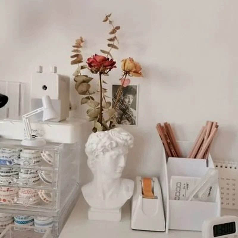 Kūrybinis menas gėlių vazonas Makiažo šepetėlio laikymo rašiklio laikiklis Davido statulos derva Medici vaza darbalaukio organizatorius Namų dekoro papuošalai