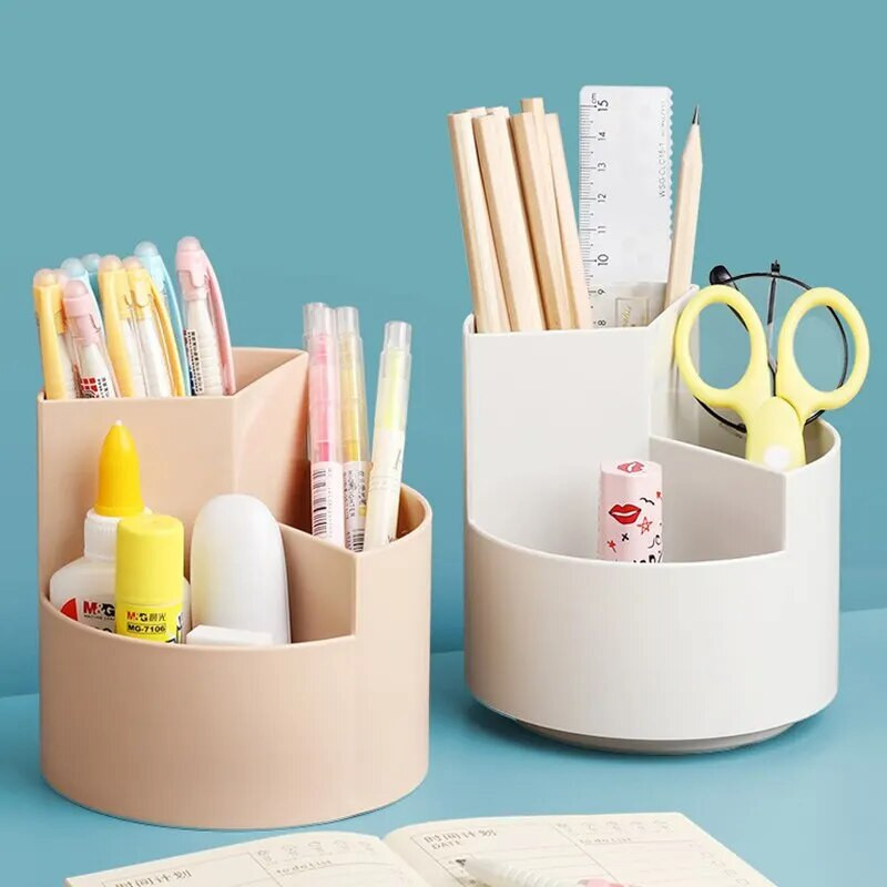 Rotējams pildspalvu turētājs zīmuļu uzglabāšanas kaste studentu galddatoram biroja kancelejas izstrādājumiem mājsaimniecības daudzfunkcionālai kosmētikas otu organizatoram