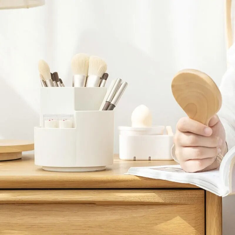 Rotējams pildspalvu turētājs zīmuļu uzglabāšanas kaste studentu galddatoram biroja kancelejas izstrādājumiem mājsaimniecības daudzfunkcionālai kosmētikas otu organizatoram