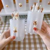 Jäätunud pliiatsihoidja kirjutuslaua korraldaja Armsad kirjatarbed koolitarbed lauaarvuti kontoritarvikud meigipliiatsihoidja pintslialus