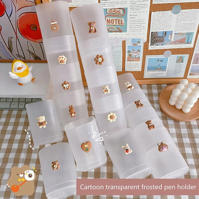 Jäätunud pliiatsihoidja kirjutuslaua korraldaja Armsad kirjatarbed koolitarbed lauaarvuti kontoritarvikud meigipliiatsihoidja pintslialus