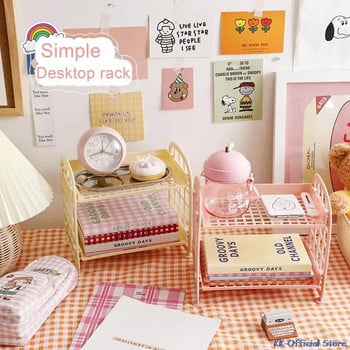 Kawaii Macaron Minimalist Desktop Organizer Ράφι αποθήκευσης φοιτητικού κοιτώνα Πτυσσόμενο κοίλο ράφι Ράφι αποθήκευσης φροντίδας δέρματος