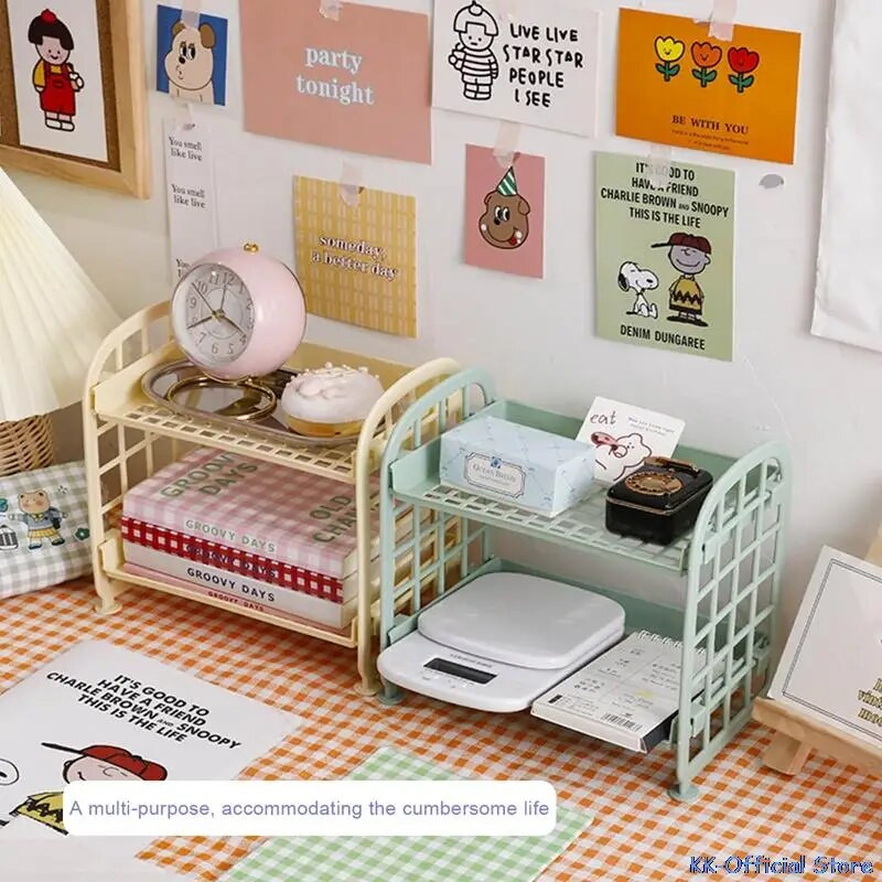 Kawaii Macaron Minimalist Desktop Organizer Ράφι αποθήκευσης φοιτητικού κοιτώνα Πτυσσόμενο κοίλο ράφι Ράφι αποθήκευσης φροντίδας δέρματος