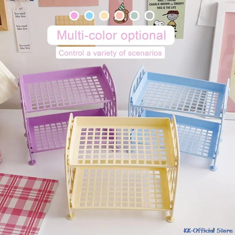 Kawaii Macaron Minimalist Desktop Organizer Ράφι αποθήκευσης φοιτητικού κοιτώνα Πτυσσόμενο κοίλο ράφι Ράφι αποθήκευσης φροντίδας δέρματος
