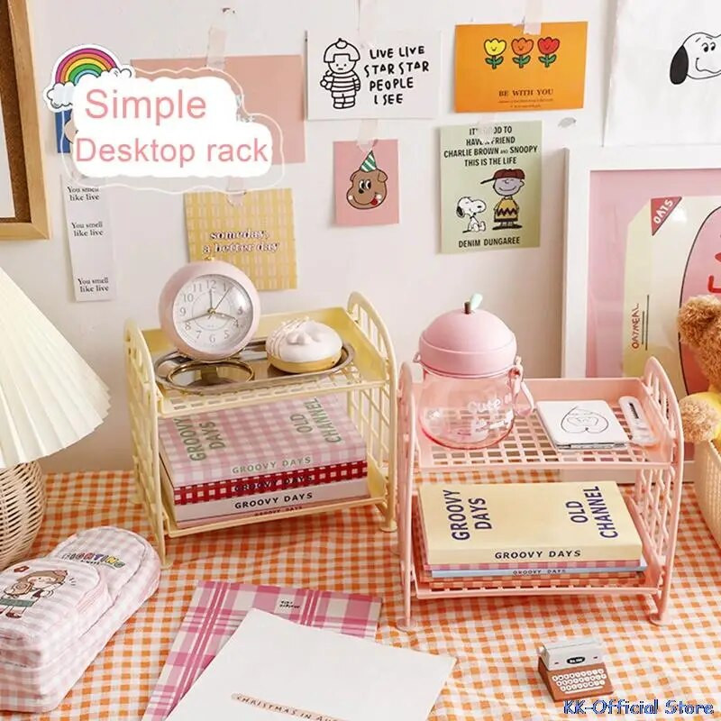 Kawaii Macaron Minimalist Desktop Organizer Ράφι αποθήκευσης φοιτητικού κοιτώνα Πτυσσόμενο κοίλο ράφι Ράφι αποθήκευσης φροντίδας δέρματος