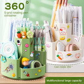 Kawaii rakstāmgalda pildspalvu turētājs 360° pagriežams 5 joslu lielas ietilpības jauks rakstāmpiederumu radošs daudzfunkcionāls glabāšanas kastes rakstāmgalda organizators