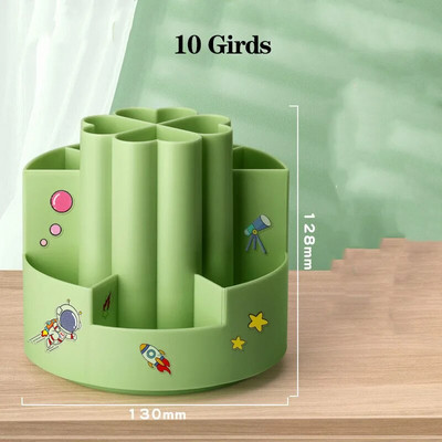 Kawaii rakstāmgalda pildspalvu turētājs 360° pagriežams 5 joslu lielas ietilpības jauks rakstāmpiederumu radošs daudzfunkcionāls glabāšanas kastes rakstāmgalda organizators