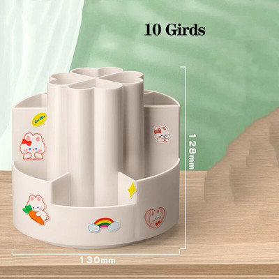 Kawaii rakstāmgalda pildspalvu turētājs 360° pagriežams 5 joslu lielas ietilpības jauks rakstāmpiederumu radošs daudzfunkcionāls glabāšanas kastes rakstāmgalda organizators