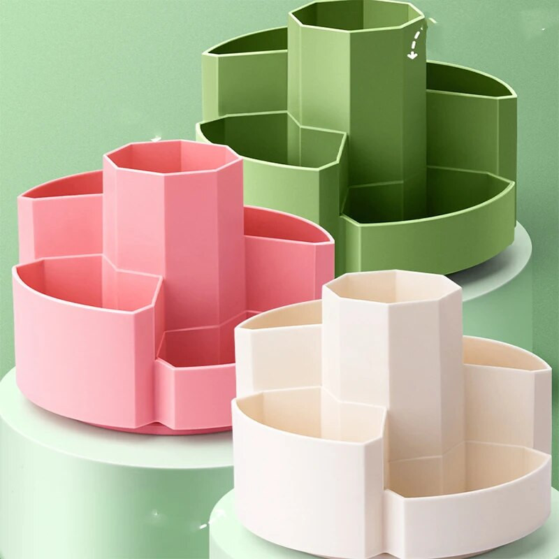 Kawaii rakstāmgalda pildspalvu turētājs 360° pagriežams 5 joslu lielas ietilpības jauks rakstāmpiederumu radošs daudzfunkcionāls glabāšanas kastes rakstāmgalda organizators