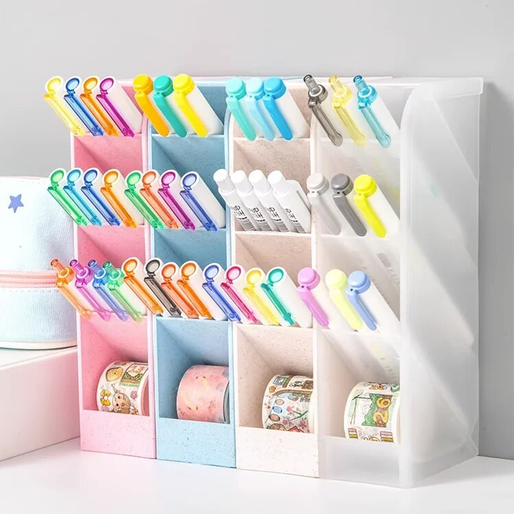 Novi stolni organizator Držač olovke Četka za šminku Kutija za pohranu 4 rešetke Kosi organizator za pohranjivanje Školski pribor