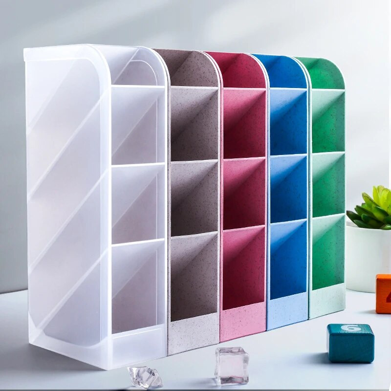 Novi stolni organizator Držač olovke Četka za šminku Kutija za pohranu 4 rešetke Kosi organizator za pohranjivanje Školski pribor