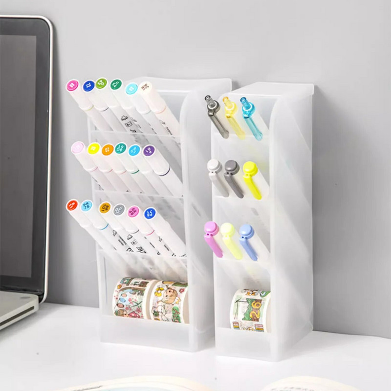 Novi stolni organizator Držač olovke Četka za šminku Kutija za pohranu 4 rešetke Kosi organizator za pohranjivanje Školski pribor