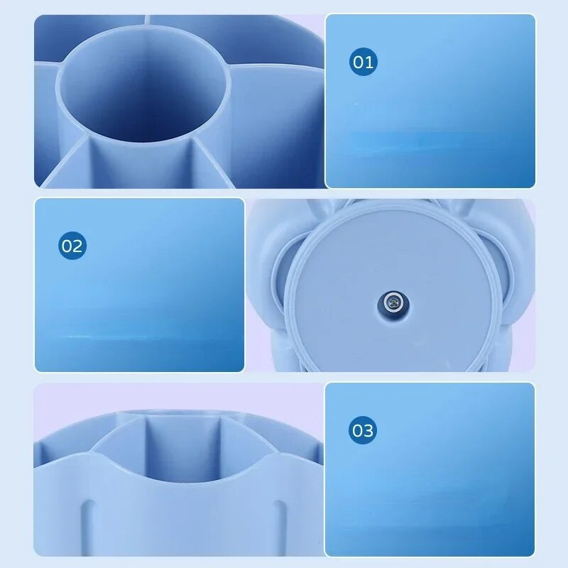 Ritenis 360° rotējošs pildspalvas turētājs Lielas ietilpības vienkrāsains zīmuļu uzglabāšanas kaste Galddatora organizators Skolas biroja kancelejas preces