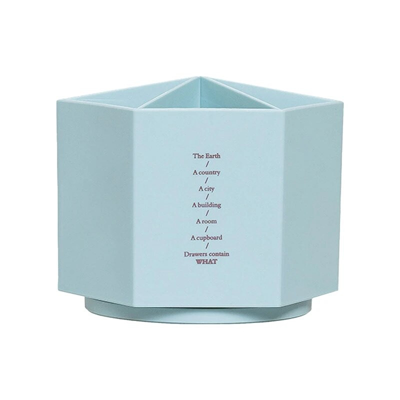 Vienkāršs sešstūra formas 6 režģu pildspalvu turētājs 360 pagriežams darbvirsmas organizators, liela ietilpība biroja kancelejas piederumu kosmētikas uzglabāšanas kaste