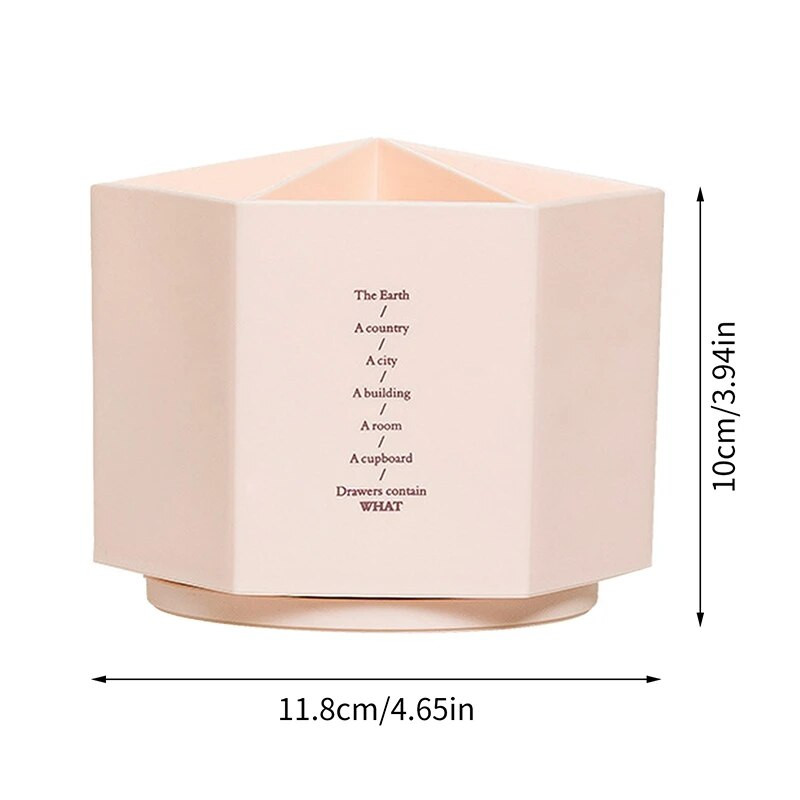 Vienkāršs sešstūra formas 6 režģu pildspalvu turētājs 360 pagriežams darbvirsmas organizators, liela ietilpība biroja kancelejas piederumu kosmētikas uzglabāšanas kaste