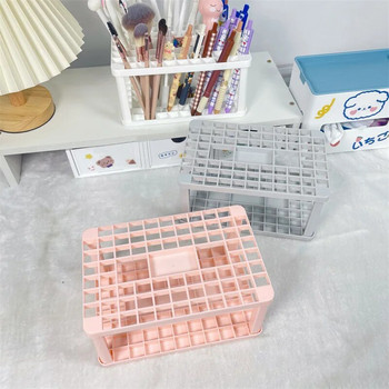 Решетки Кутия за съхранение на козметични четки за грим Органайзер за маса Инструменти за грим Съхранение на химикалки Кутия за държач за грим за лак за нокти