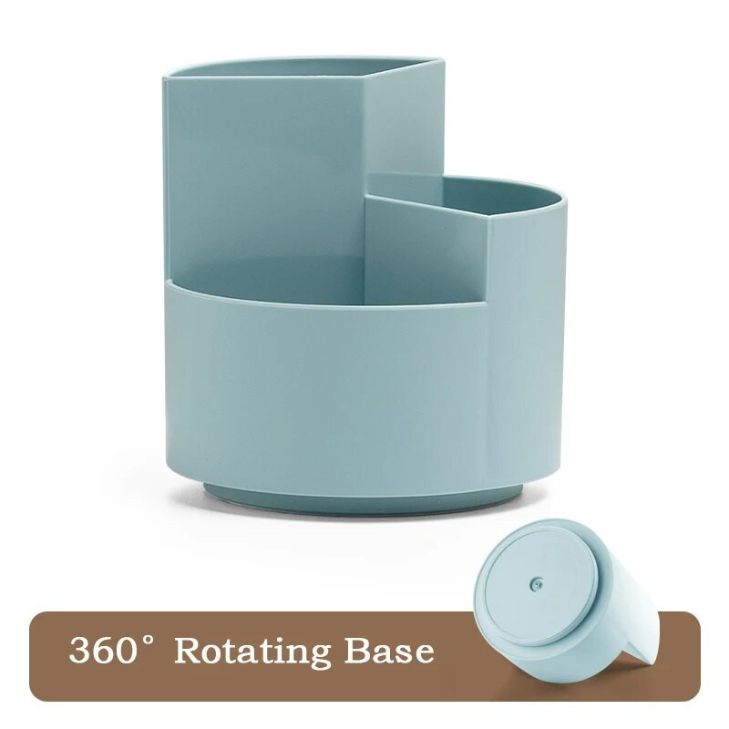 Augstas kvalitātes 360° rotējošs pildspalvu turētājs 3 režģu zīmuļu uzglabāšanas kastīte Skolas biroja galddatora rakstāmpiederumi pildspalvu kastes organizators Students