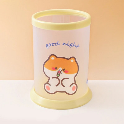 Kawaii karikatūras raksta pildspalvas turētājs Caurspīdīgs, apaļš, saliekams zīmuļa rakstāmgalda organizators Skolas biroja piederumu rakstāmpiederumu pildspalvu turētājs