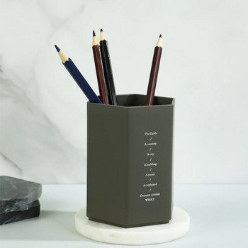 Обикновен плътен шестоъгълен държач за писалка Настолен органайзер Училищен офис Поставка за молив Кутия за съхранение на канцеларски материали Контейнер Подарък