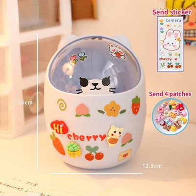 Bear Desktop miskastes uzglabāšanas organizators rakstāmgaldam Mini cute galda organizators plastmasas pildspalvu turētājs Kawaii korejiešu kancelejas piederumu glabātuve