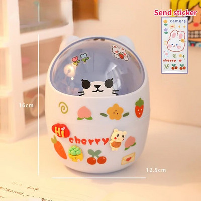 Bear Desktop miskastes uzglabāšanas organizators rakstāmgaldam Mini cute galda organizators plastmasas pildspalvu turētājs Kawaii korejiešu kancelejas piederumu glabātuve