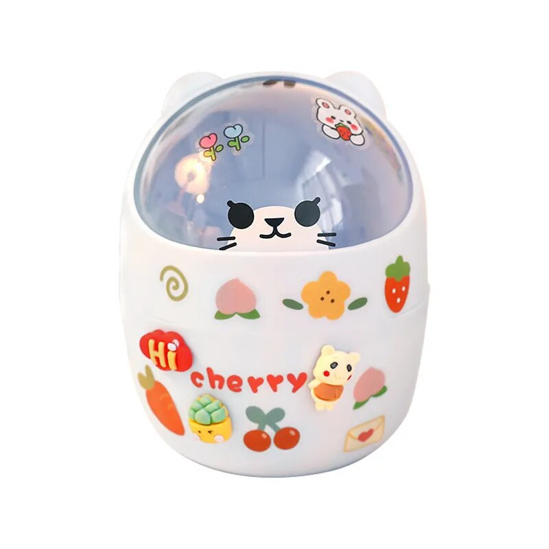 Bear Desktop miskastes uzglabāšanas organizators rakstāmgaldam Mini cute galda organizators plastmasas pildspalvu turētājs Kawaii korejiešu kancelejas piederumu glabātuve