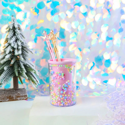 Loominguline vahtpliiatsihoidja Üliõpilaste lauaarvuti ümmargune kandiline läbipaistev akrüülstiilis kaunistustega pliiatsihoidja