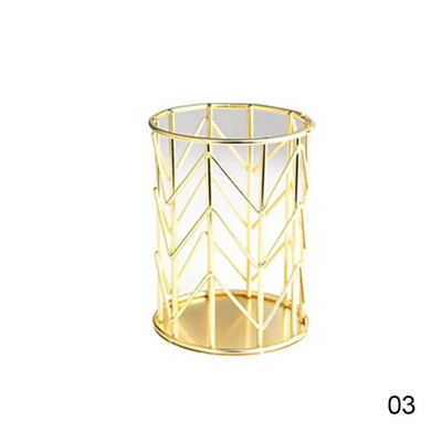 Μεταλλικό διχτυωτό τετράγωνο μολύβι επιτραπέζιου μακιγιάζ Ταξινόμηση οργάνωσης αποθήκευσης Μαύρο ασημί Χρυσό θήκη Καλάθι προμηθειών γραφικής ύλης